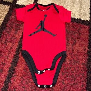Jordan Red and Black Baby Bodysuit
